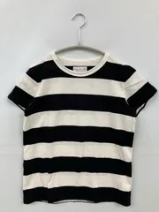 agnes b. アニエスベー Tシャツ/カットソー T1 ブラック ボーダー柄 ショート丈 半袖 クルーネック(丸首)