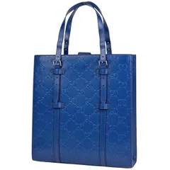 グッチ GUCCI GGエンボス トートバッグ 手提げ 肩掛け トートバッグ レザー ブルー 700421 メンズ 【中古】