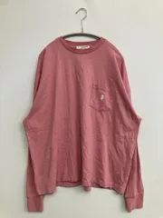 U.S. POLO ASSN. ユーエスポロアッスン Tシャツ/カットソー L ピンク 無地 ワンポイント ブランドロゴ 刺繍 ミドル丈 長袖 クルーネック(丸首)