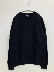 UNIQLO ユニクロ ニット/セーター XL ネイビー ミドル丈 長袖 クルーネック(丸首) ウール・ニット 無地