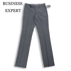 【新品 未使用】 BUSINESS EXPERT ビジネス エキスパート ウール★ ストレッチ チェック スラックス パンツ Sz.79 メンズ 灰