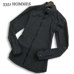5351 HOMMES DIRECTOR'S ゴーサンゴーイチオム 通年 長袖 ボタンダウン スリム シャツ 日本製 Sz.44 メンズ 灰 グレー