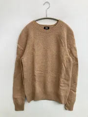UNIQLO ユニクロ ニット/セーター S ベージュ ウール・ニット 無地 ミドル丈 長袖 クルーネック(丸首)