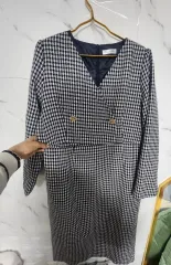 新品 Ri&Co チェック ツイード ONE PIECE 丸のまま ぽっちゃり 66 大きく着るストレッチ素材または77