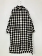 earth music&ecology アースミュージックアンドエコロジー シャツワンピース F ブラック コットン チェック柄 長袖 ロング・マキシ丈