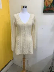 アイボリー ケーブル編み ニット カーディガン