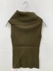nano universe ナノユニバース ニット/セーター F カーキ コットン 無地 袖なし タートルネック/ハイネック オフショルダー