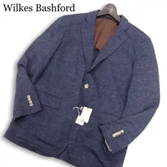 未使用★ Wilkes Bashford タカキュー 春夏 背抜き★ リネン ストレッチ アンコン テーラード ジャケット Sz.L メンズ 紺のサムネイル