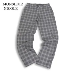 【新品 未使用】 MONSIEUR NICOLE ムッシュ ニコル 秋冬 サーモフィット★ グレンチェック パンツ スラックス Sz.50　メンズのサムネイル