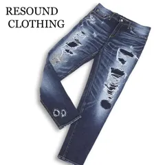 美品★ RESOUND CLOTHING リサウンドクロージング ST-007 クラッシュ&リペア加工★ スキニー デニム パンツ Sz.3　メンズのサムネイル