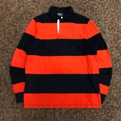M ポロ ラルフローレン ストライプ ラグビーシャツ