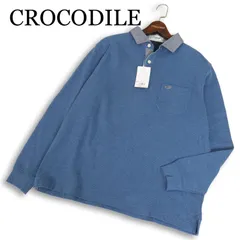 【新品 未使用】 CROCODILE クロコダイル 通年 ワニ ロゴ刺繍★ 長袖 ポロシャツ 大きいサイズ Sz.LL メンズ