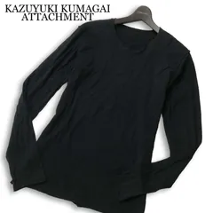 KAZUYUKI KUMAGAI ATTACHMENT カズユキクマガイ アタッチメント 通年★ 長袖 カットオフ カットソー Tシャツ Sz.2 メンズ 黒のサムネイル