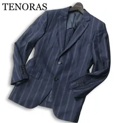 TENORAS メンズティノラス 通年★ 背抜き ストライプ ジャガード テーラード ジャケット Sz.M メンズ 紺のサムネイル