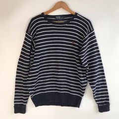 90s POLO RALPH LAUREN ボーダーコットンセーター ネイビー L 3292202603250015