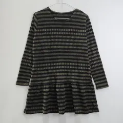 ヴィンテージ Y2K パンク ゴシック ドロップウェストシャーリング ストライプ チュニック スリーブ 長袖Tシャツ