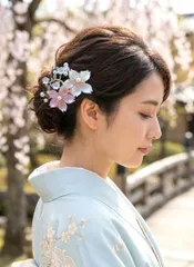 桜 お花の色と金具パーツが選べます　バレッタ ヘアコーム 髪飾り　ヘアアクセサリー