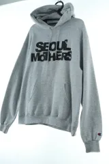 (M-L) チャンピオン フード付きTシャツ 使用感 グレー オールドスクール-1715E