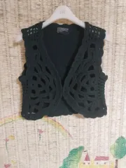 ニット クロシェ ベスト ベスト カーキ