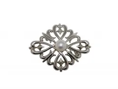 田崎 TASAKI 田崎真珠 タサキ パール ブローチ ペンダントトップ チャーム 田中淑乃デザイン フェミニン シルバー パール オールドTASAKI ヴィンテージタサキ 真珠 Yoshino Tanaka Feminine パールブローチ 