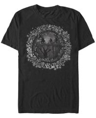 피프스 선 남성 탑스 티셔츠 다운 Fifth Sun Stranger Things Mens into The Upside Down Silhouettes Short Sleeve TShirt Black 블랙