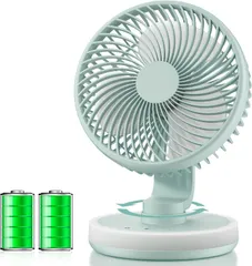 ☆新品☆Tillmulya 卓上扇風機 【極静音&夜灯機能】 小型 充電式扇風機 自動首振り 4段階風量 静音 LEDライト付き 強力 DCモーター 直径16.5cm コンパクト USB扇風機 ミニ デスクファン サーキュレーター 壁掛け ポータブル オフィス