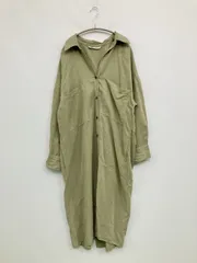 ZARA ザラ シャツワンピース L カーキ 無地 半端袖 ロング・マキシ丈