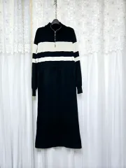 モックネック ロング丈ワンピース