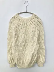 ニット/セーター アイボリー ウール・ニット 無地 ミドル丈 クルーネック(丸首)