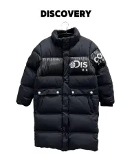 (130) DISCOVERY キッズ グースダウン ロング ダウン ジャケット ブラック
