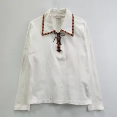 ウェスタン ヴィンテージ 森ガール エスニック ボヘミアン レースアップ エンブロイダリー スリーブ M