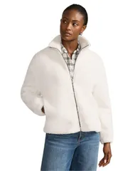 ランズエンド レディース アウター ジャケット・ブルゾン フリース Lands End Womenshearling Zip Front Fleece Jacket Ivory アイボリーのサムネイル