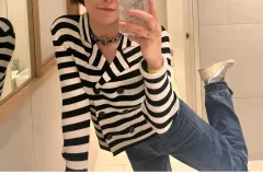 ブロッサム ストライプ ジャケット カーディガン - S