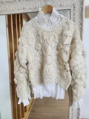 花柄クロシェニット