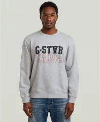 ジースター メンズ アウター パーカー・スウェット シャツ ロゴ 長袖 GStaraw LongSleeve RelaxedFit Logo Sweatshirt Gray heather グレーのサムネイル