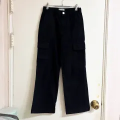ZARA (ザラ) ブラック カーゴ ストレートフィット パンツ ズボン (EU 32)