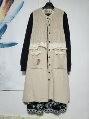 レディース ニット 刺繍 러블리 Long ベスト - 66