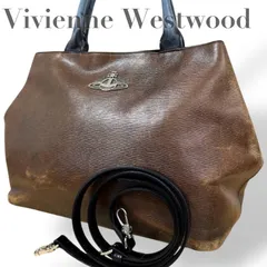 ☆★希少★Vivienne Westwood  ヴィヴィアンウエストウッド★トートバッグ　ショルダーバッグ　斜め掛け　2way    大容量　A4収納可　ブラウン　ロゴ　レザー★♯2292