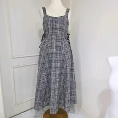 日本ヴィンテージ nohea)量産型地雷系st CHECK リー JIBANポリエステル JIBANリボン JIBAN背中 JIBANクロス JIBANポイント JIBANコルセット JIBANロング丈ワンピース