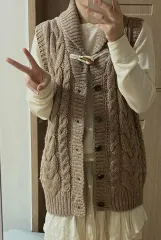 ケーブル ニット ロング ベスト