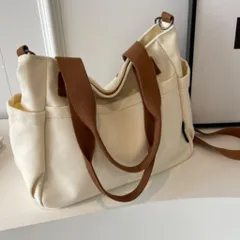 2wayショルダーバッグ 　キャンバス トートバッグ 　通勤　通学　オフホワイト