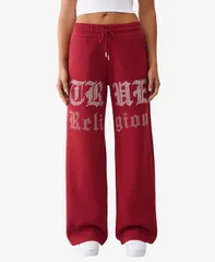 トゥルーレリジョン レディース ボトムス カジュアルパンツ ワイドレッグ True Religion Womens Crystal Wide Leg Pants Rhubarb Red レッド