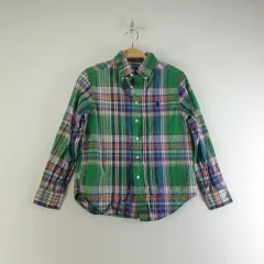 ラルフローレン キッズ 8Y グリーン CHECK シャツ M4135
