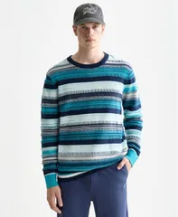 スコッチアンドソーダ メンズ アウター ニット・セーター SCOTCH SODA Menstriped RegularFit Sweater Blue Stripes ブルーのサムネイル
