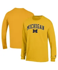 チャンピオン メンズ トップス Tシャツ ロゴ Champion Mens Maize Michigan Wolverines Arch Over Logo Long Sleeve TShirt Maize