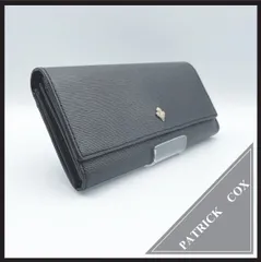 PATRICK COX（パトリックコックス） 長財布 ブラック 黒 エピ調 型押し レザー ユリの紋章 シルバー金具 かぶせ蓋 フラップ レディース メンズのサムネイル