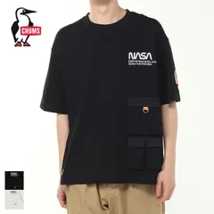 チャムス 半袖 Tシャツ chums CH01-2544 NASA Space Pocket T-Shirt スペースポケットTシャツ メンズ アウトドア コラボ NASA 宇宙柄 ワームロゴ USAコットン おしゃれ 夏 Dカン付き ポケット付き 限定 メー