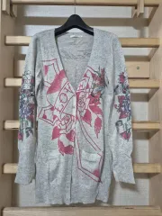レディース グレー 絵 カーディガン (55サイズ)