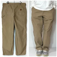 US企画 Carhartt カーハート B151DKH ライトダック シングルニー ペインターパンツ W38L32 ダークカーキ ベージュ Original Dungaree Fit  オリジナルダンガリーフィット ワークパンツ ワイドバギーp26033538