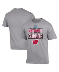 チャンピオン メンズ トップス Tシャツ Mens Gray Wisconsin Badgers 2025 NCAA Frozen Four Womens Ice Hockey Tournament Champions Lockeroom TShirt Gra